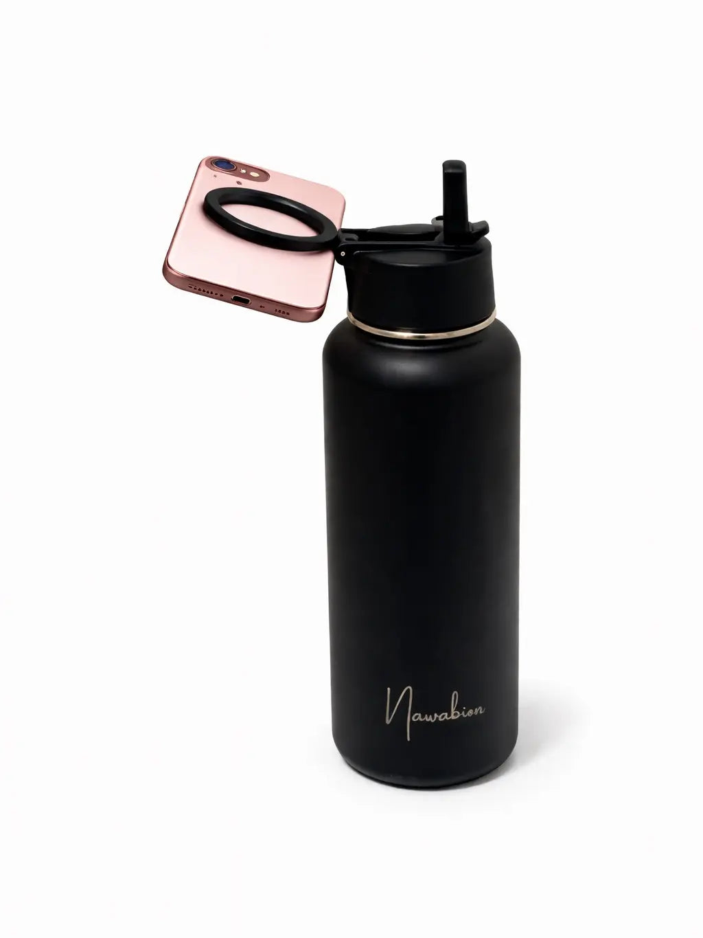 32oz Heat-Insulating Stainless Steel Water Bottle - Portable, Leak-Proof, BPA-Free Double Wall Vacuum Flask with Built-In Phone Holder, Keeps Cold 24H/Hot 12H for Outdoor Enthusiasts, Hiking Sports Water Bottles