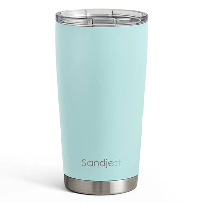 SANDJEST 20oz Stylish Botanical Daisies Insulated Stainless Steel Coffee Flask - Portable, Leakproof, Double-Wall Keeps Coffee Cozy Longer, Cup Holder Friendly, Reusable, Gym-to-Office Use, Iced or Hot Ready, Gift for Her
