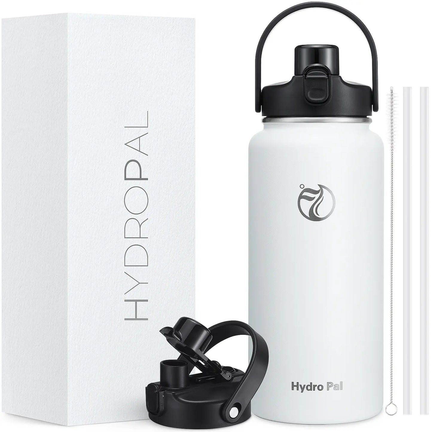 HydroPal 64oz Insulated Stainless Steel Water Bottle, Half Gallon, 2-in-1 Lid (Chug & Straw), Double-Walled Vacuum, Leak-Proof, Wide Mouth, Drinkware #Summervibes