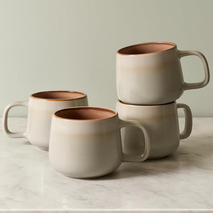 Ava Nord Stoneware Ceramic Coffee Mugs Set of 4 | 12 oz | Sage Ash | Lead-Free, Non-Toxic, Freezer - Microwave & Dishwasher Safe, Comfortable Handle, Aesthetic Nordic Design for Cappuccino