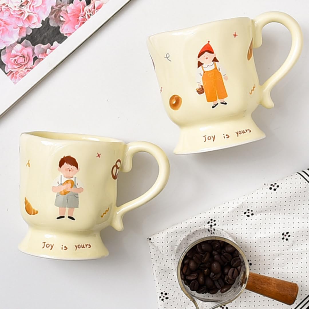 300Ml Ceramic Oatmeal Breakfast Milk Cup For Couples