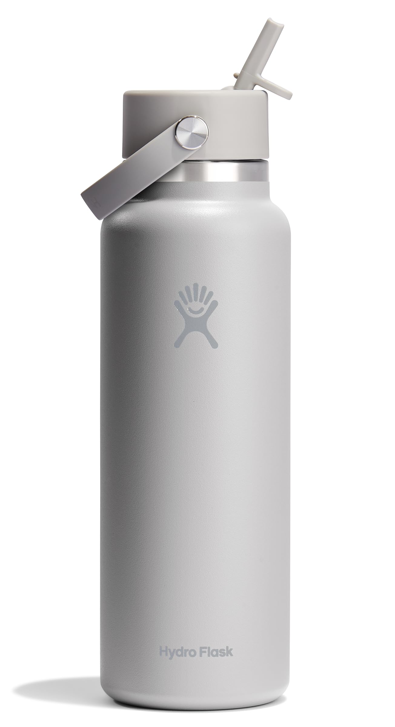 Hydro Flask Water Bottle - Insulated Stainless Steel - Wide Mouth Flex Straw Lid, Non Spill, Leakproof and Refillable in 32 Oz Tonal Birch
