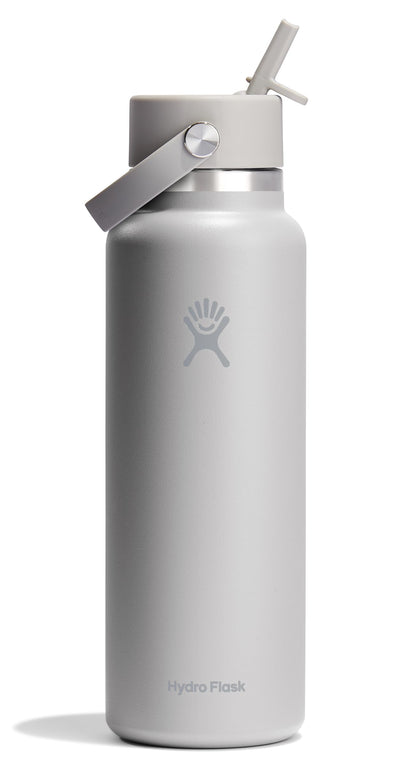 Hydro Flask Water Bottle - Insulated Stainless Steel - Wide Mouth Flex Straw Lid, Non Spill, Leakproof and Refillable in 32 Oz Tonal Birch