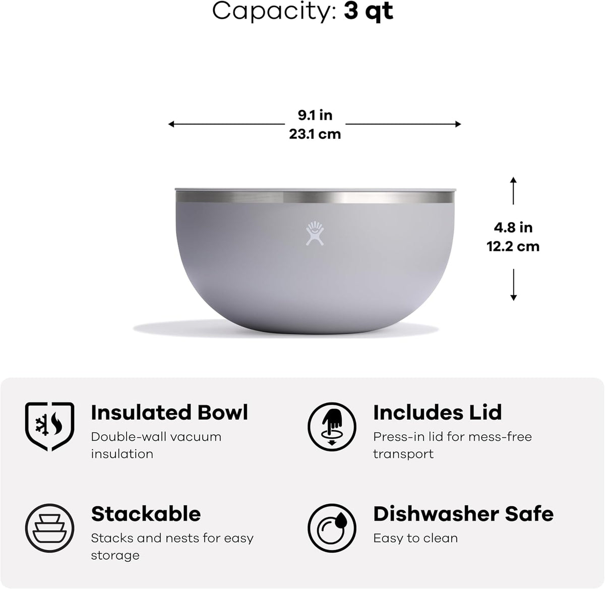 Hydro Flask Outdoor Kitchen Bowl - Stainless Steel Dinnerware Reusable Camping Gear Mess Kit - Dishwasher Safe, BPA-Free, Non-Toxic