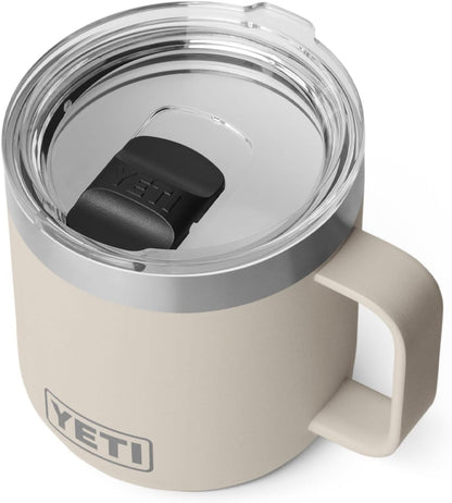 YETI Rambler 14 oz Ceramic Lined Stackable Mug, Cape Taupe | Double-Wall Vacuum Insulated, Stainless Steel with MagSlider Lid
