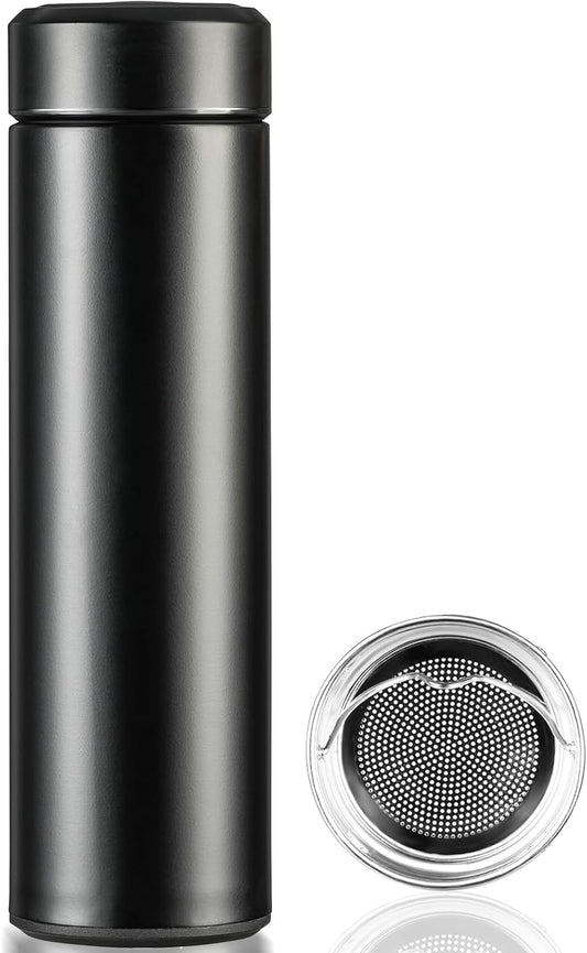PARACITY Insulated Water Bottle, 15 oz Stainless Steel Water Bottle, Black | As a tea bottle or coffee bottle, this double-wall vacuum-insulated metal water bottle keeps drinks hot 12 hrs, cold 24 hrs.