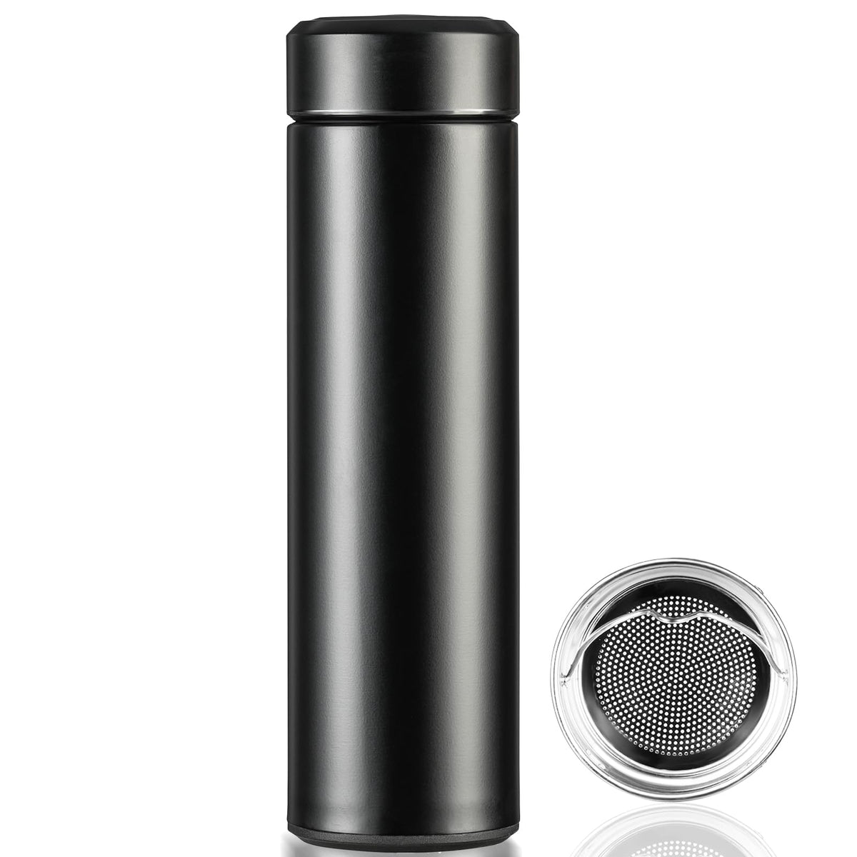 PARACITY Insulated Water Bottle, 15 oz Stainless Steel Water Bottle, Black | As a tea bottle or coffee bottle, this double-wall vacuum-insulated metal water bottle keeps drinks hot 12 hrs, cold 24 hrs.