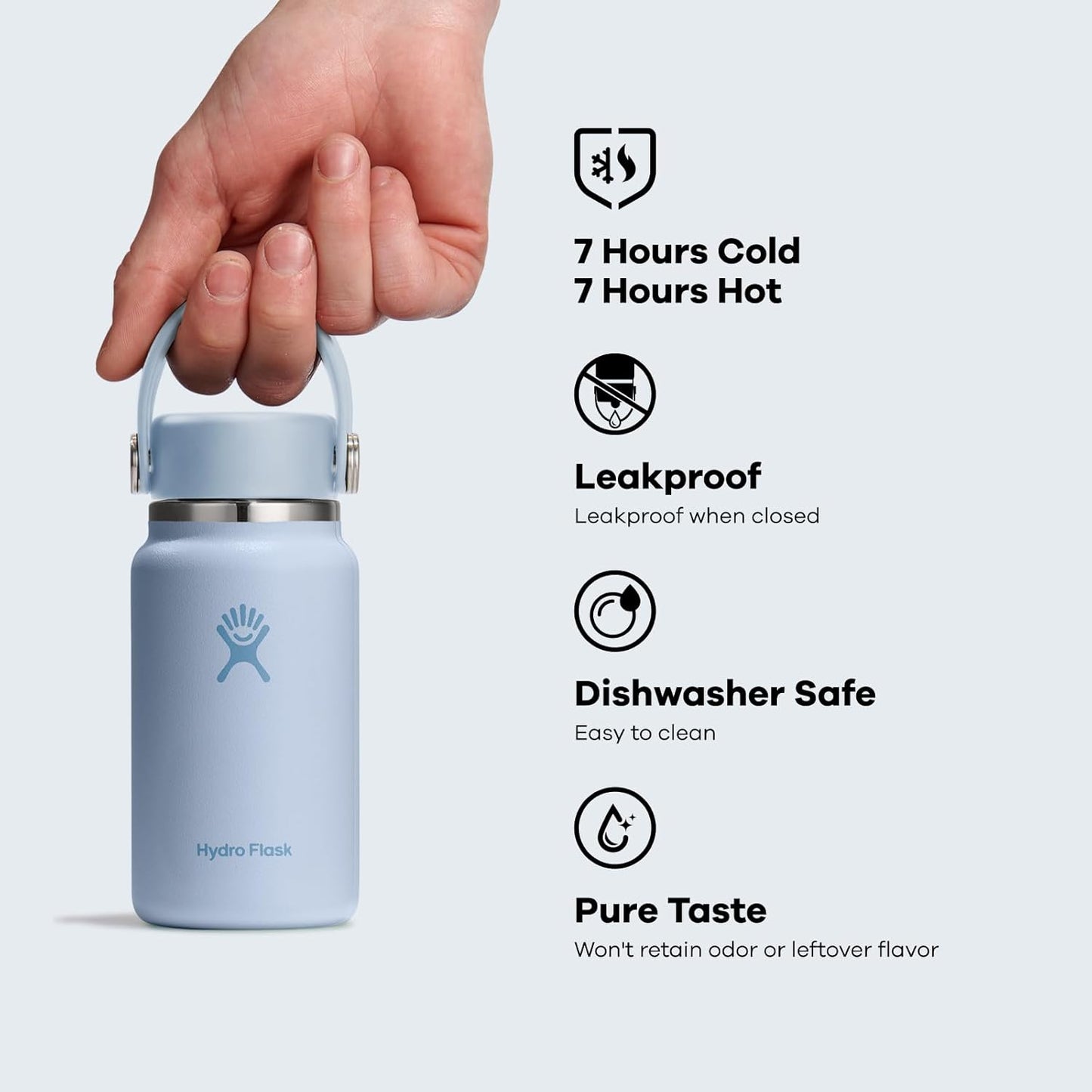 Hydro Flask Micro Bottle - Insulated Mini Leak Proof Flask for Purse or Pocket in 6.7 Oz Agave Green