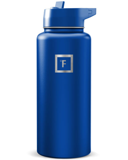IRON °FLASK 32 oz Wide Mouth Water Bottle with 3 Lids | Insulated Stainless Steel Sports Water Bottle with 3 Leakproof Lids - BPA Free, Cold 24 Hrs, Sweat Free (Midnight Black)