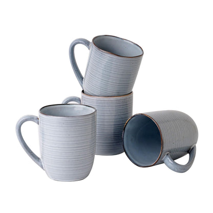 famiware Coffee Mug Set of 4, Annecy 14 oz Ceramic Cups Set with Handle | Stoneware Coffee Cup Set, Microwavable and Dishwasherable Stoneware, Drinkware Set for Tea, Latte, Cappuccino, Grey White