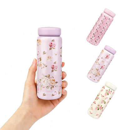 Small Thermo Bottle Mini Vacuum Insulated Water Bottle 200ml/6.8oz Water Flask Stainless Steel Thermal Water Bottles Thermo for Hot and Cold Drinks for Purse Handbag Pocket (Black)