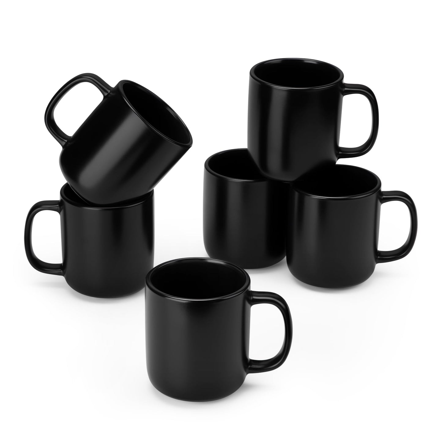 vancasso Porcelain Coffee Mugs Set, 12 oz Ceramic Coffee Cups for Latte Hot Tea Cappuccino Cocoa Milk Cups Set of 6, Dishwasher & Microwave Safe, White
