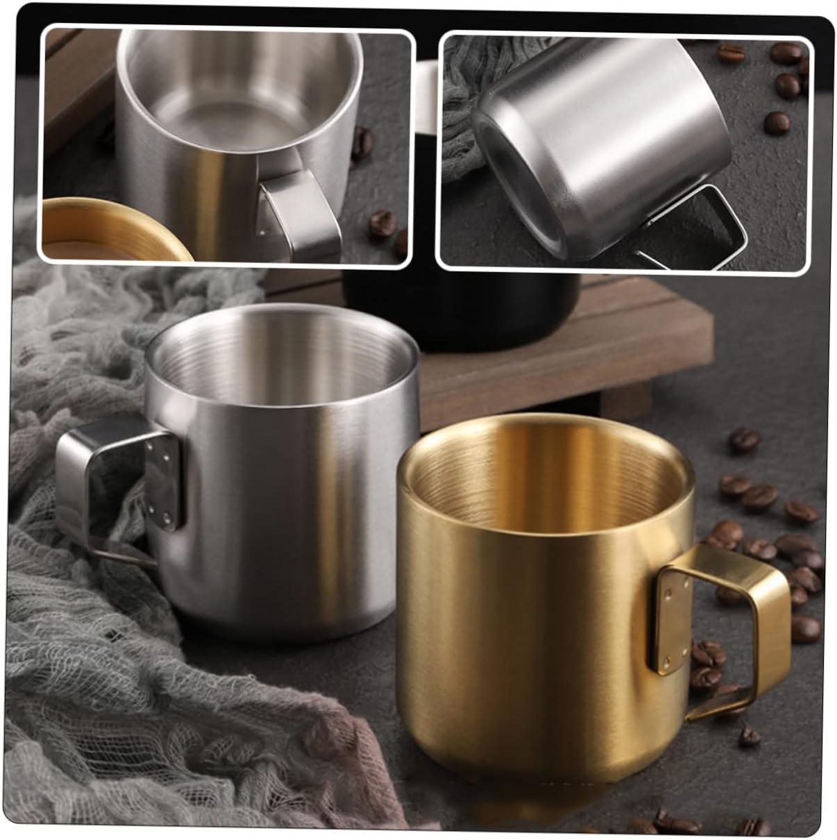 BESTOYARD Stainless Steel Breakfast Cup with Handle 2.36 Inch Compact Milk and Porridge Cup for Toddler Feeding and Household Use
