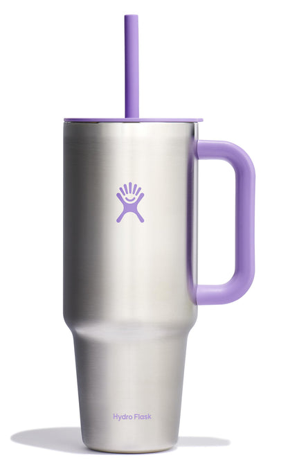 Hydro Flask Travel Tumbler with Handle, Lid and Straw - Insulated Stainless Steel in 40 Oz Agave