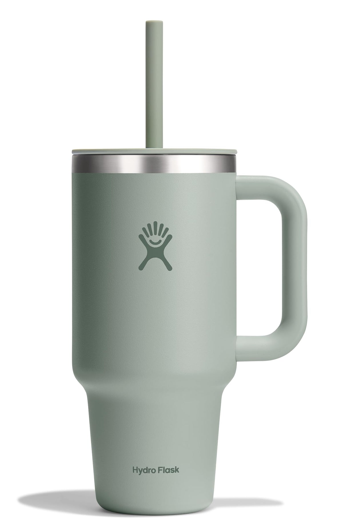Hydro Flask Travel Tumbler with Handle, Lid and Straw - Insulated Stainless Steel in 40 Oz Agave