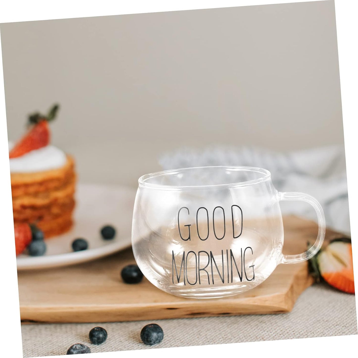 PRETYZOOM Milk Glass Cup Double-wall Heat-resistant Glass Mug Reusable Drinking Cup for Breakfast Milk Cereal Fruit