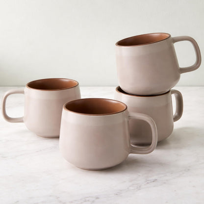 Ava Nord Large Stoneware Ceramic Coffee Mugs Set of 4 | 16 oz | Sage Ash | Lead-Free, Non-Toxic, Freezer - Microwave & Dishwasher Safe, Comfortable Handle, Aesthetic Nordic Design for Latte, Tea