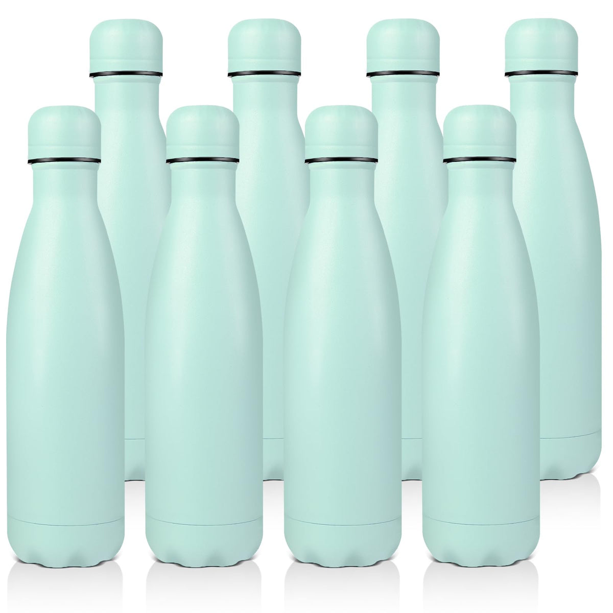 Volhoply 17oz Insulated Stainless Steel Water Bottle, Double Wall Vacuum Flask, Keeps Cold 24h & Hot 12h, Available in Packs of 1, 4, or 8（Silver,1 Pack)