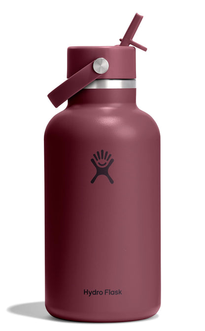 Hydro Flask Water Bottle - Insulated Stainless Steel - Wide Mouth Flex Straw Lid, Non Spill, Leakproof and Refillable in 32 Oz Tonal Birch