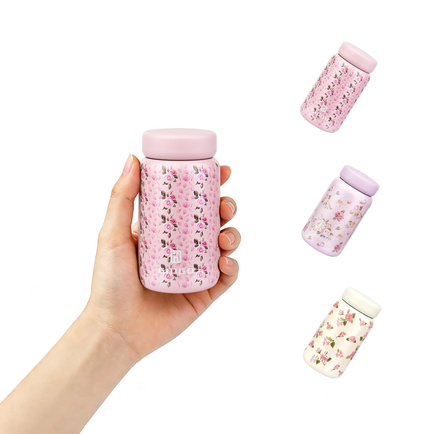Small Thermo Bottle Mini Vacuum Insulated Water Bottle 200ml/6.8oz Water Flask Stainless Steel Thermal Water Bottles Thermo for Hot and Cold Drinks for Purse Handbag Pocket (Black)