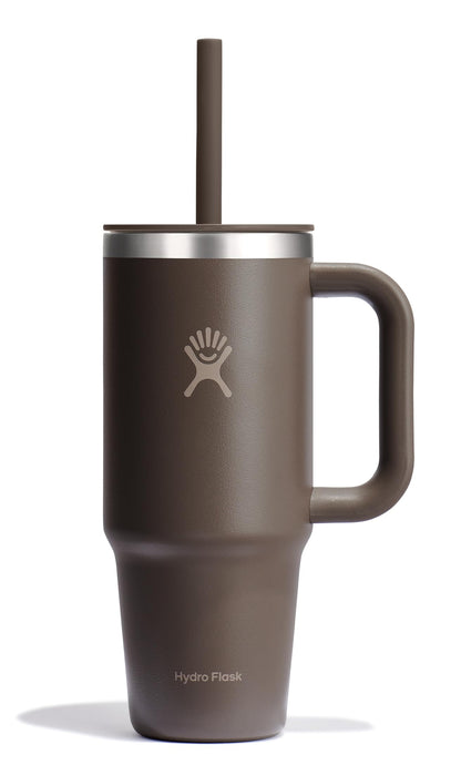 Hydro Flask Travel Tumbler with Handle, Lid and Straw - Insulated Stainless Steel in 40 Oz Agave
