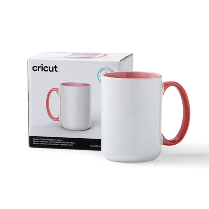 Cricut Beveled Blank Mug to Decorate, White/Gray | Ceramic-Coated, Dishwasher & Microwave Safe,Infusible Ink Compatible,15 Oz Sublimation