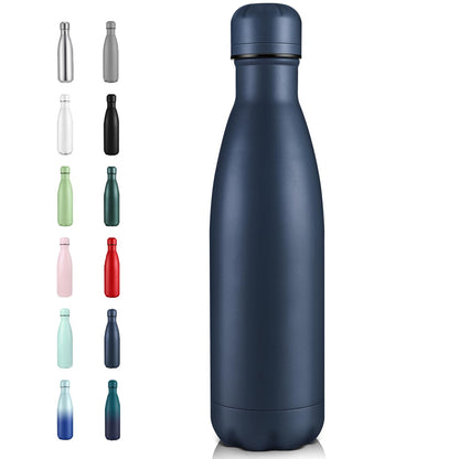 Volhoply 17oz Insulated Stainless Steel Water Bottle, Double Wall Vacuum Flask, Keeps Cold 24h & Hot 12h, Available in Packs of 1, 4, or 8（Silver,1 Pack)