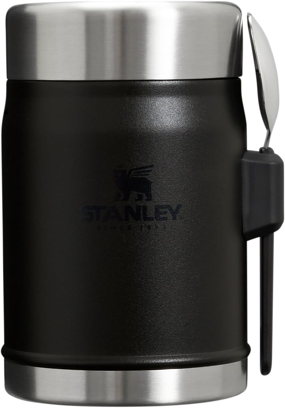 STANLEY Classic Food Jar and Spork | Vacuum Insulated Food Container | Wide Mouth Screw On Lid | Packable for Travel | Stainless Steel with Leakproof Lid | BPA-Free