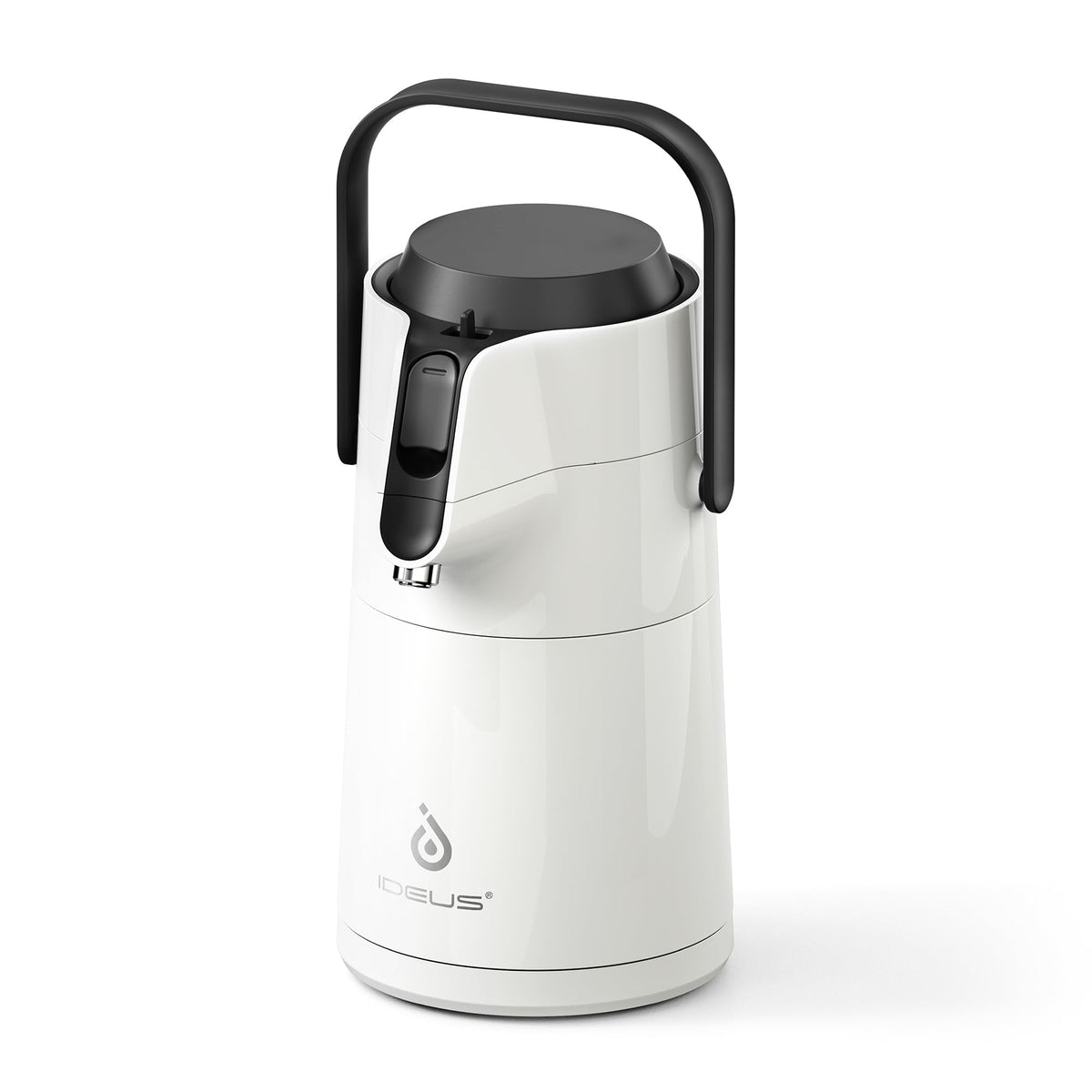 IDEUS Thermal Coffee Carafe, Stainless Steel Double Wall Insulated Vacuum Flask, Water Jug Coffee Server and Beverage Dispenser, Heat and Cold Retention (White-Gold, 68, Fluid Ounces)