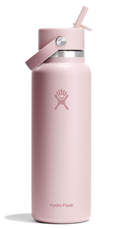 Hydro Flask Water Bottle - Insulated Stainless Steel - Wide Mouth Flex Straw Lid, Non Spill, Leakproof and Refillable in 32 Oz Tonal Birch