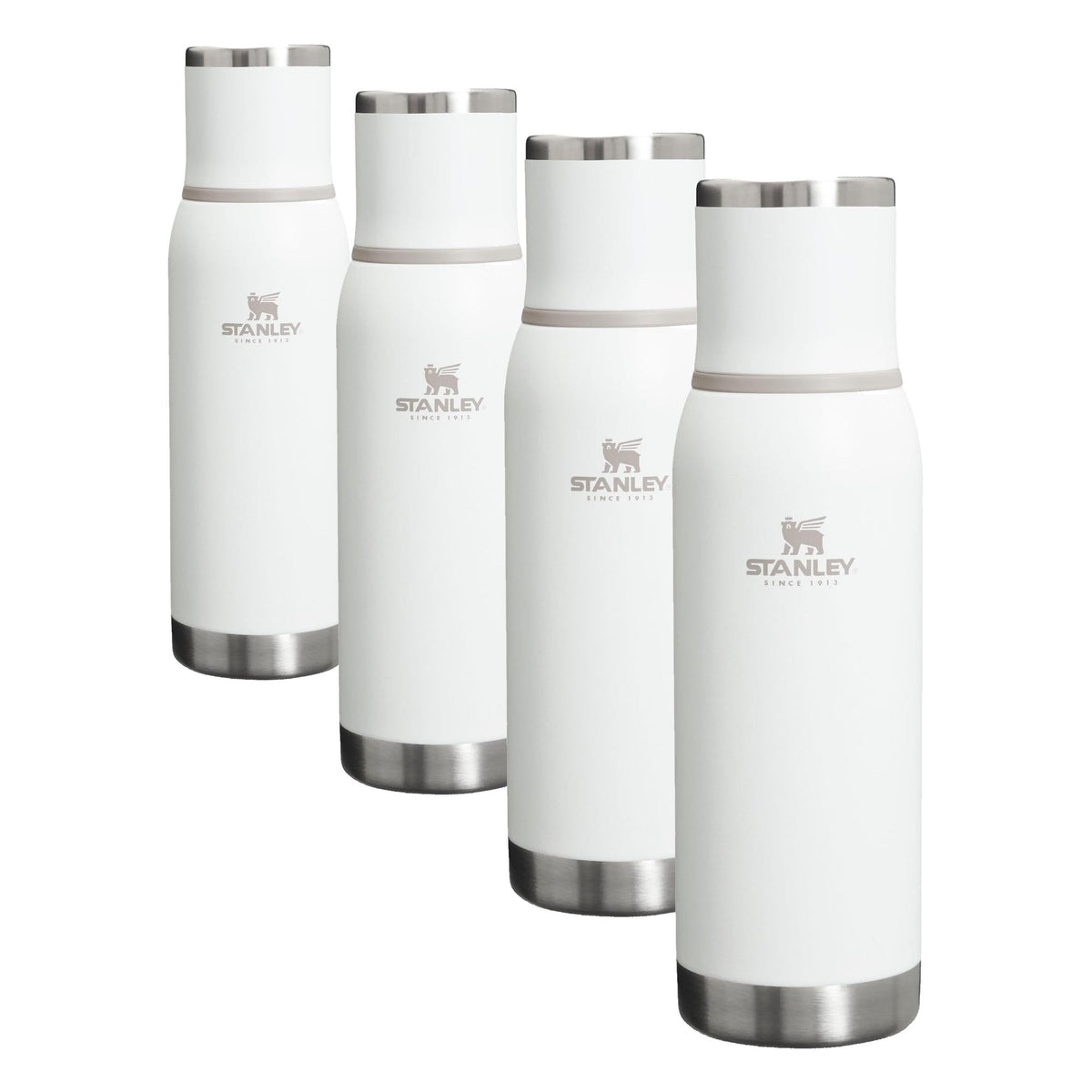 Stanley Adventure-To-Go Vacuum Bottle 25 oz | Wide Mouth with Leakproof Cup Lid | Keep Drinks Hot or Cold | Packable for Travel | Insulated Stainless Steel Thermal Bottle | BPA-Free | Frost White