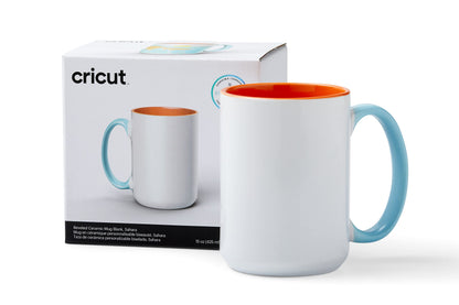 Cricut Beveled Blank Mug to Decorate, White/Gray | Ceramic-Coated, Dishwasher & Microwave Safe,Infusible Ink Compatible,15 Oz Sublimation