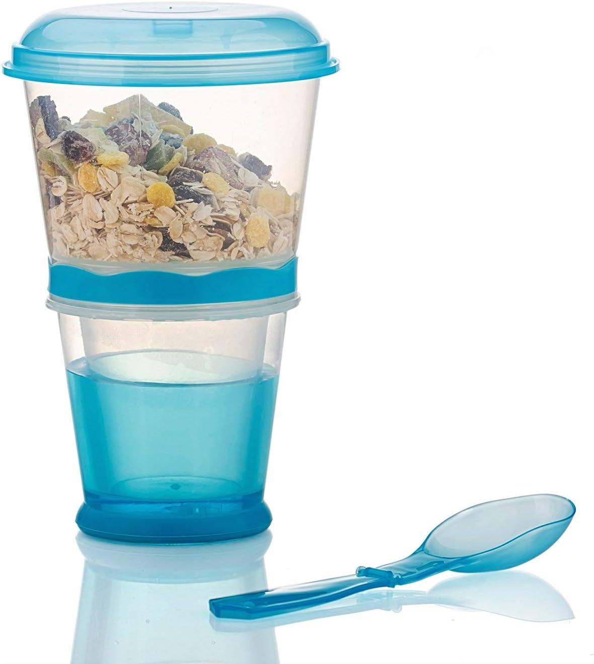 INOGIH Cereal On the Go Cups Breakfast-Portable Drink-Cup Cereal To-Go Container-Cup with Spoon (Blue)