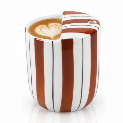 1 pcs Ceramic Mug with Sip Hole 10 oz deep Blue red Striped | Ice Coffee Mug, Travel Mugs,Novelty Hand Painted,Heat Resistant,Non Slip,Built in One Lid,Coffee Lovers Appreciation Gift