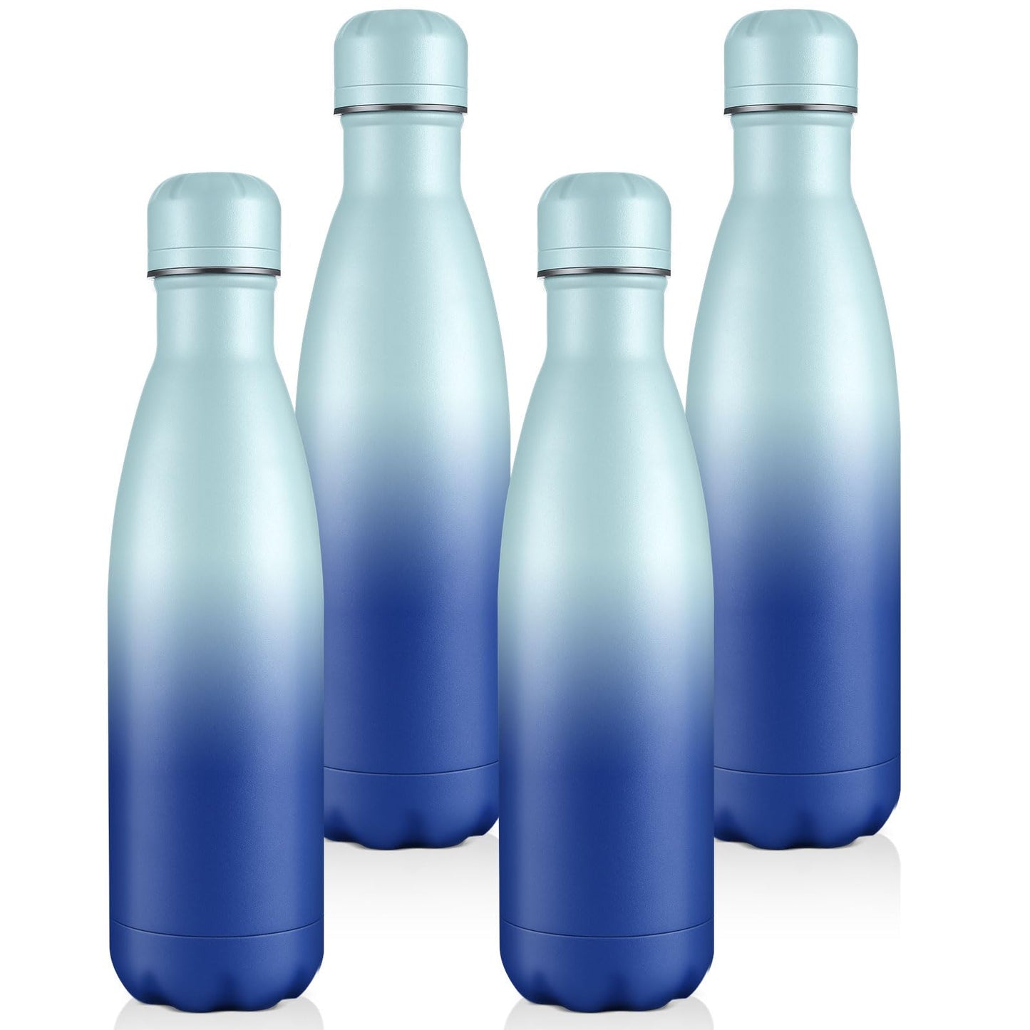 Volhoply 17oz Insulated Stainless Steel Water Bottle, Double Wall Vacuum Flask, Keeps Cold 24h & Hot 12h, Available in Packs of 1, 4, or 8（Silver,1 Pack)