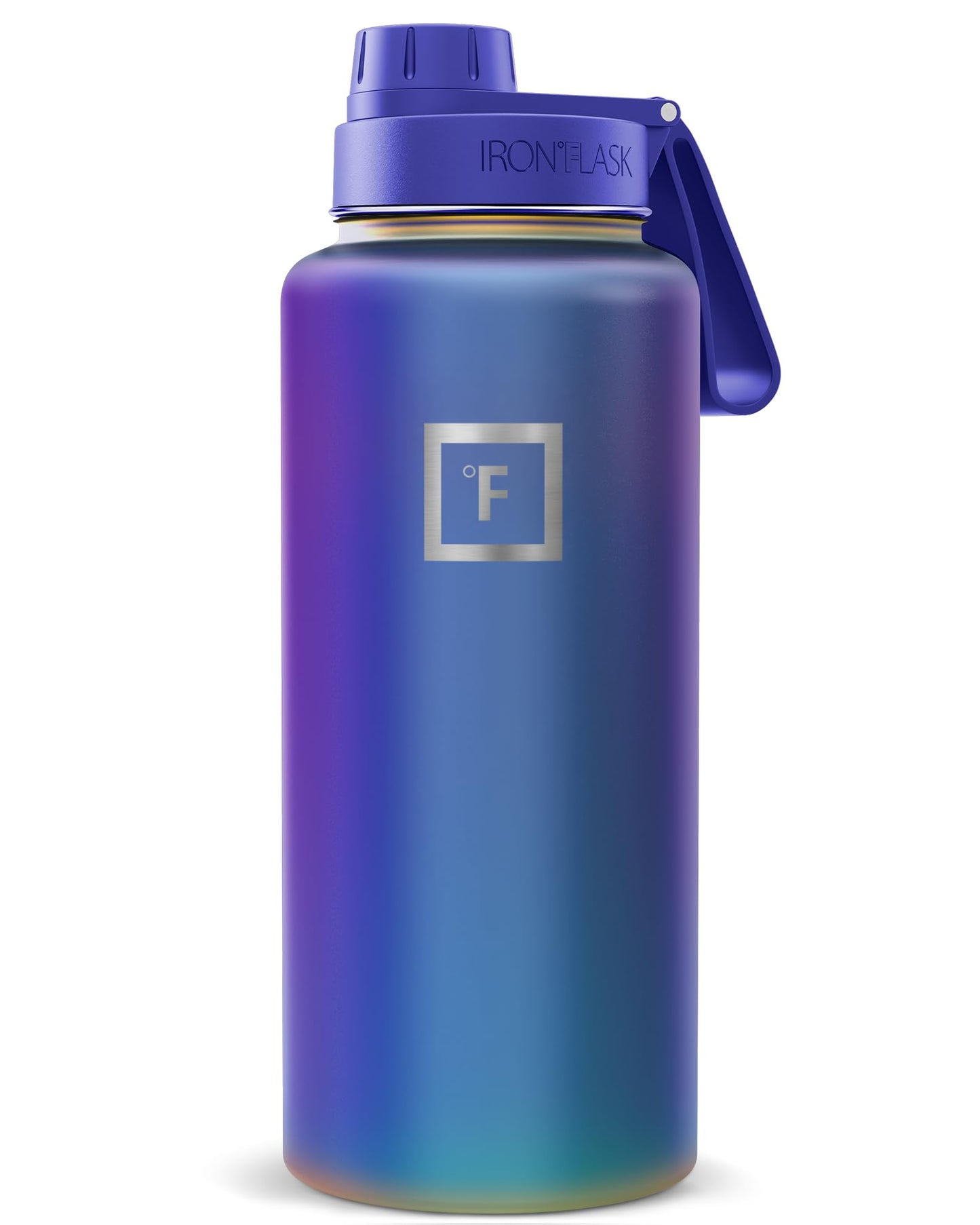 IRON °FLASK 32 oz Wide Mouth Water Bottle with 3 Lids | Insulated Stainless Steel Sports Water Bottle with 3 Leakproof Lids - BPA Free, Cold 24 Hrs, Sweat Free (Midnight Black)