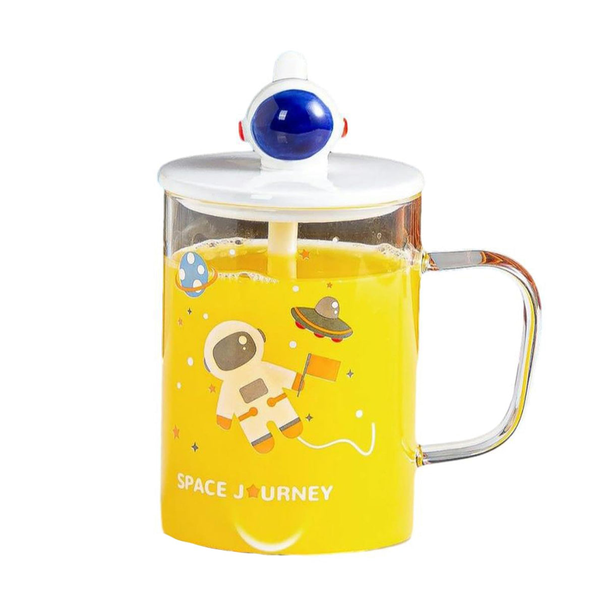 450ml/15oz Covered Large Capacity Glass Cup Creative Straight Tube Breakfast Milk Cup-GK-B model
