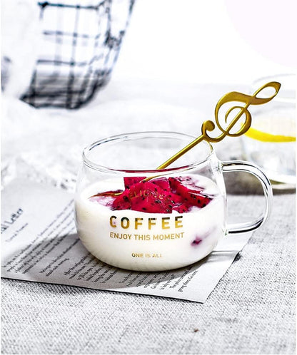 Drinking Cup Ewer Cup Female Breakfast Cup Heat-resistant Glass Cup Household Milk Cute Pot Belly Oatmeal Cup Coffee Mug (A) (A)