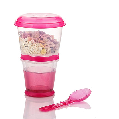 INOGIH Cereal On the Go Cups Breakfast-Portable Drink-Cup Cereal To-Go Container-Cup with Spoon (Blue)