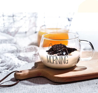 Drinking Cup Ewer Cup Female Breakfast Cup Heat-resistant Glass Cup Household Milk Cute Pot Belly Oatmeal Cup Coffee Mug (A) (A)