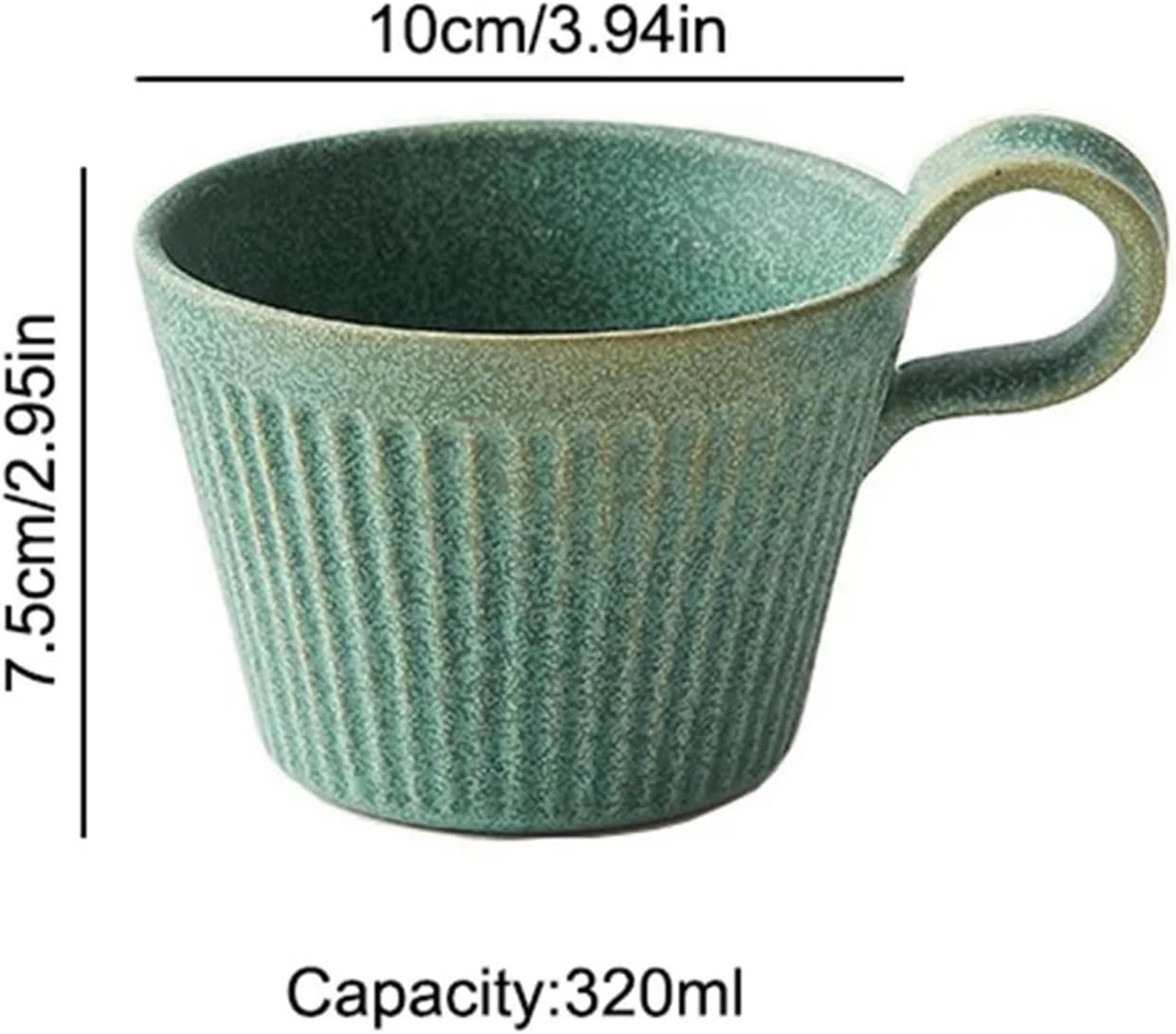 Easy to Clean 320ml Coffee Cup, Vintage Ceramic Breakfast Milk Cup, for Office, Home Use(White)