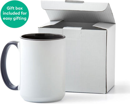 Cricut Beveled Blank Mug to Decorate, White/Gray | Ceramic-Coated, Dishwasher & Microwave Safe,Infusible Ink Compatible,15 Oz Sublimation