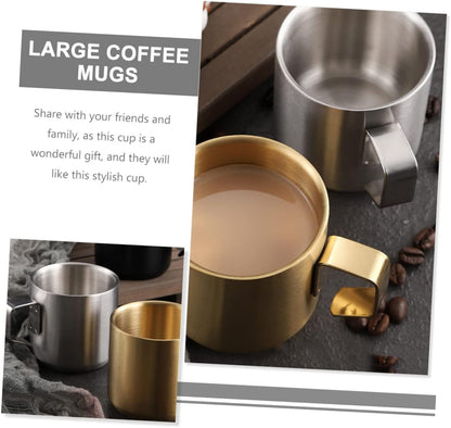 ABOOFAN Stainless Steel Double Breakfast Milk Cup with Handle Decorative Metal Mug for Household Use Portable and Easy to Clean