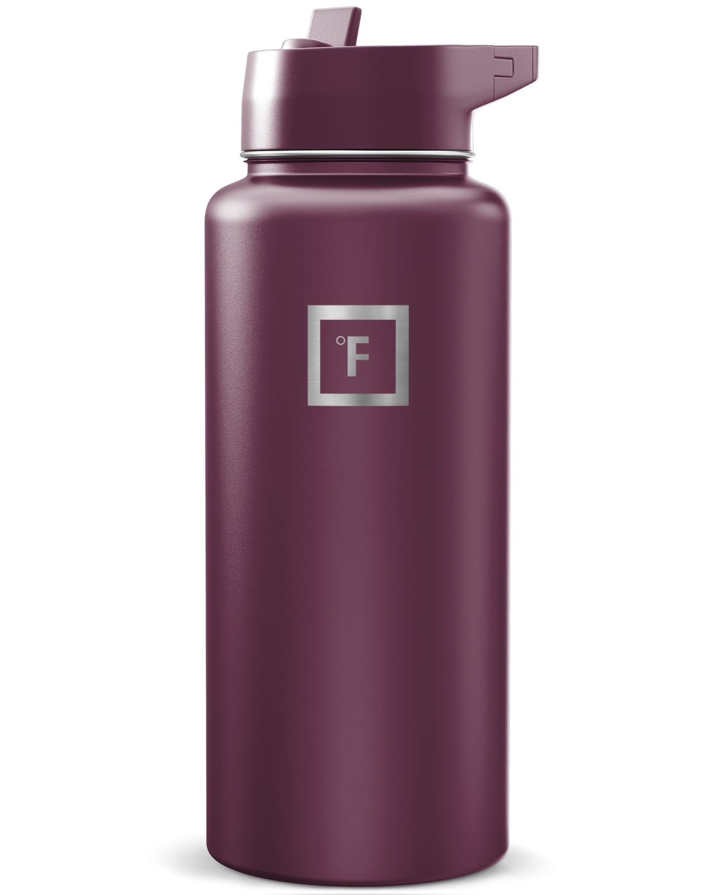 IRON °FLASK 32 oz Wide Mouth Water Bottle with 3 Lids | Insulated Stainless Steel Sports Water Bottle with 3 Leakproof Lids - BPA Free, Cold 24 Hrs, Sweat Free (Midnight Black)