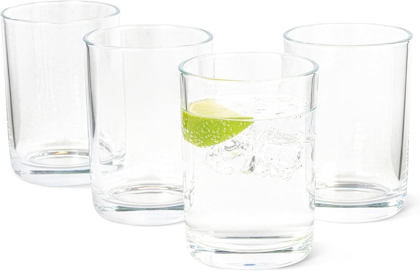 Amazon Basics Drinking Glasses, Dishwasher-Safe, 4-Piece Set, 11 oz.