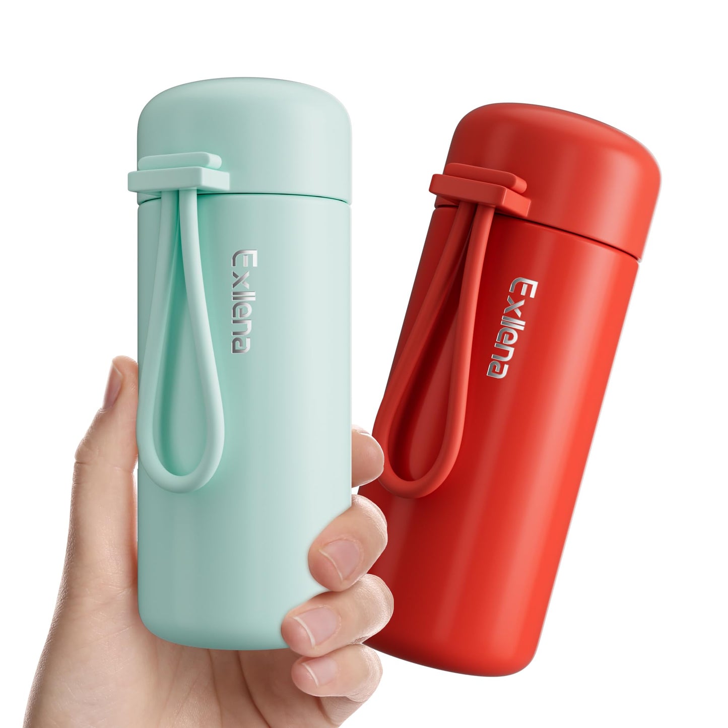 Exllena Mini Water Bottle 5oz, This is A EXTRA MINI Flask! Small Insulated Water Bottle for Hot&Cold Drinks, Water Bottle Purse with Carry Handle - 100% Leakproof Perfect for Travel...(Mint)