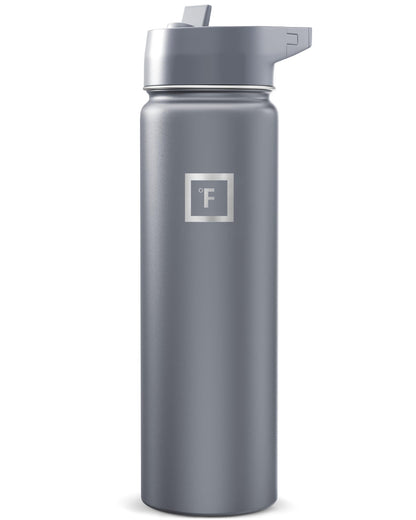 IRON °FLASK 32 oz Wide Mouth Water Bottle with 3 Lids | Insulated Stainless Steel Sports Water Bottle with 3 Leakproof Lids - BPA Free, Cold 24 Hrs, Sweat Free (Midnight Black)