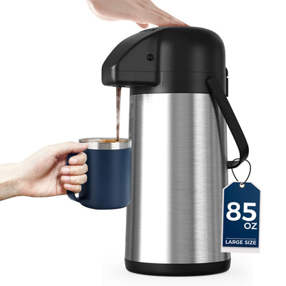 Thermal Coffee Carafe for Keeping Hot – 34OZ Insulated Small Coffee Pot | 304 Stainless Steel Coffee Flask, Tea Pitcher for Hot Drinks Liquid Water, Insulated Beverage Dispenser for Parties