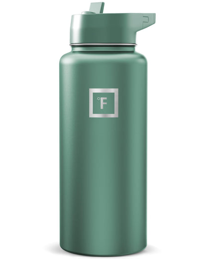 IRON °FLASK 32 oz Wide Mouth Water Bottle with 3 Lids | Insulated Stainless Steel Sports Water Bottle with 3 Leakproof Lids - BPA Free, Cold 24 Hrs, Sweat Free (Midnight Black)