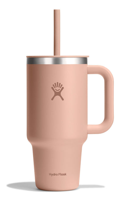 Hydro Flask Travel Tumbler with Handle, Lid and Straw - Insulated Stainless Steel in 40 Oz Agave